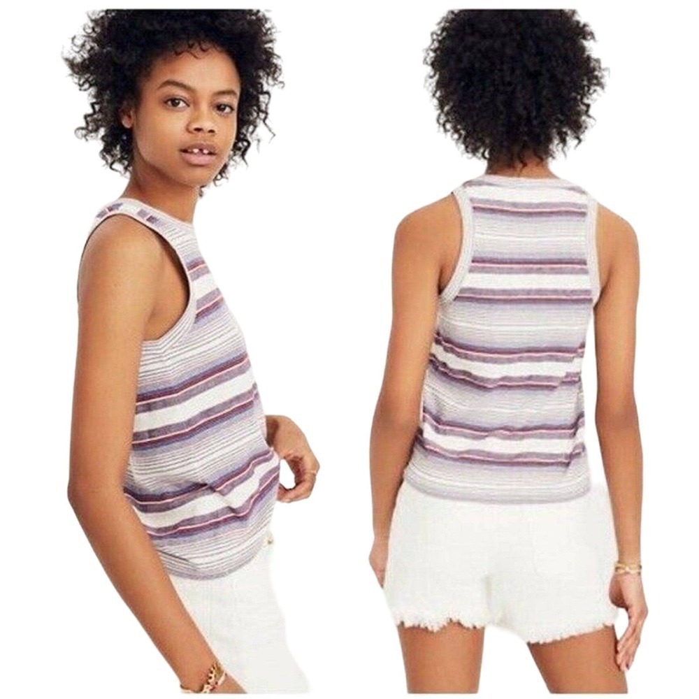 Madewell Carita Stripe Tank Top S red white and blue